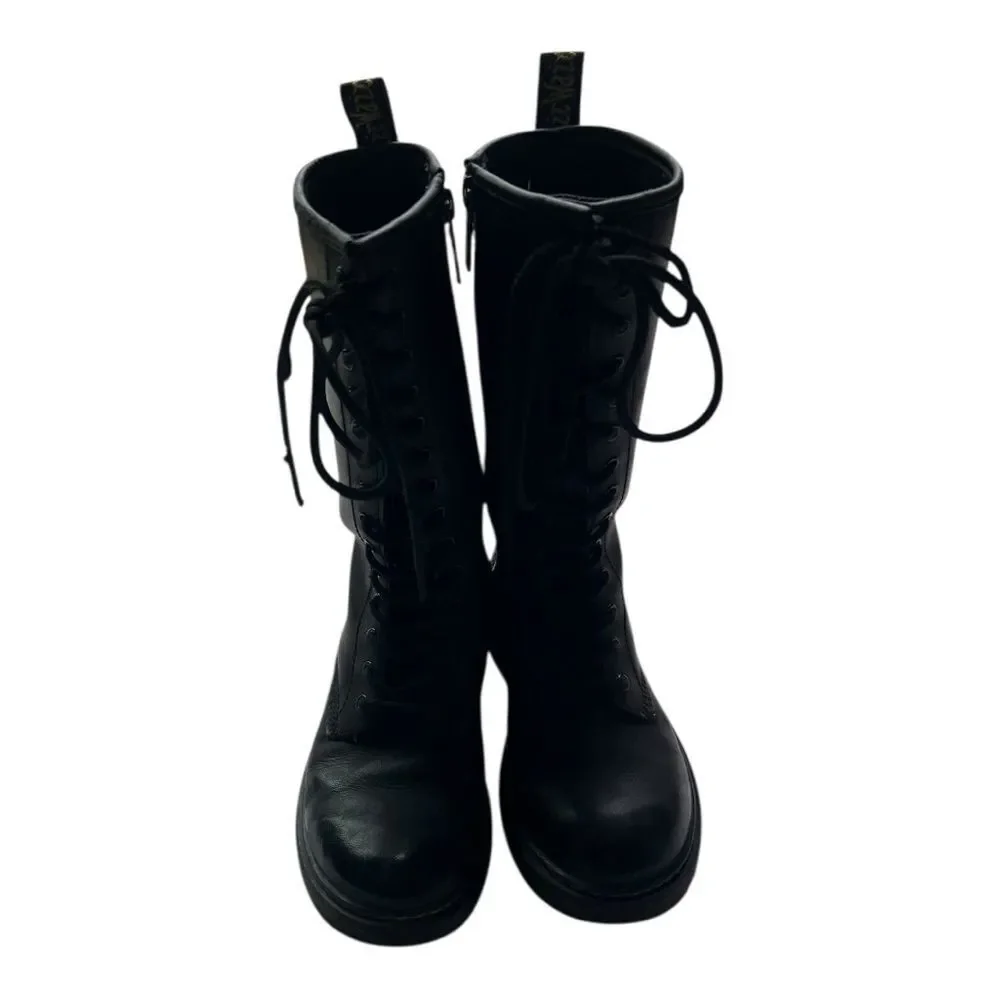 Dr. Martens Youth Black Lace-Up 1914J Combat Boots Sz 2